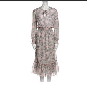 MISA - Pink and Grey Floral Maxi Dress - S
